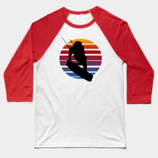 Kitesurfing Female Rider Silhouette Retro Sunset Baseball T-Shirt